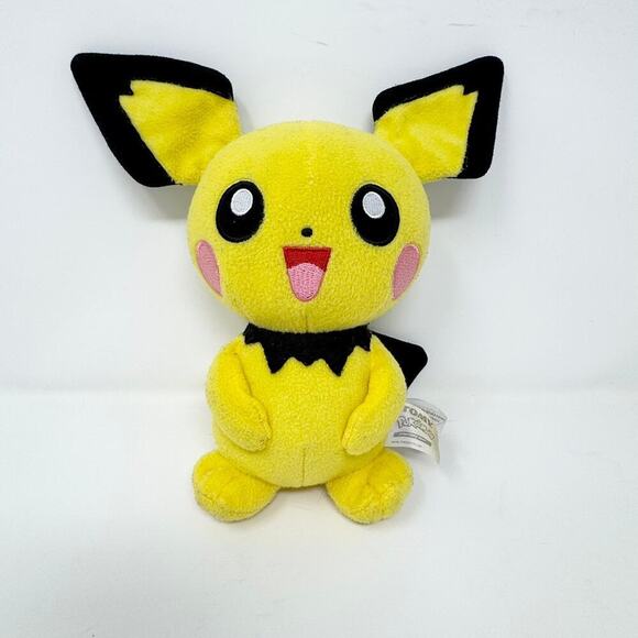 Tomy Pokemon Pichu Plush Yellow Black Nintendo 9" Plush Stuffed Animal Toy 2015 - Picture 1 of 12